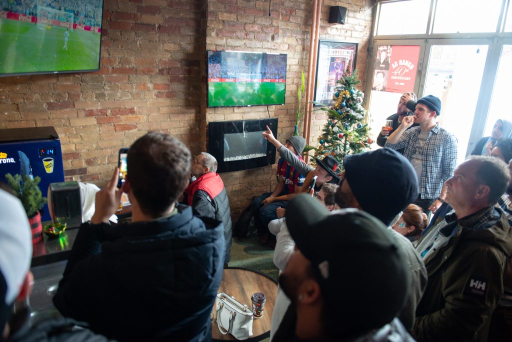 Argentina fans watching the World Cup finals in Toronto at AC Ranch on St Clair Avenue West